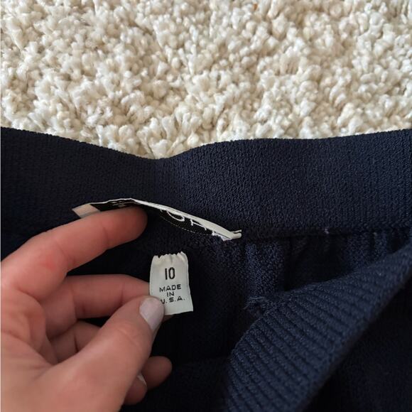 St. John Navy Blue Knit Ankle Trouser Pull On Pants Size 10 - Picture 5 of 8